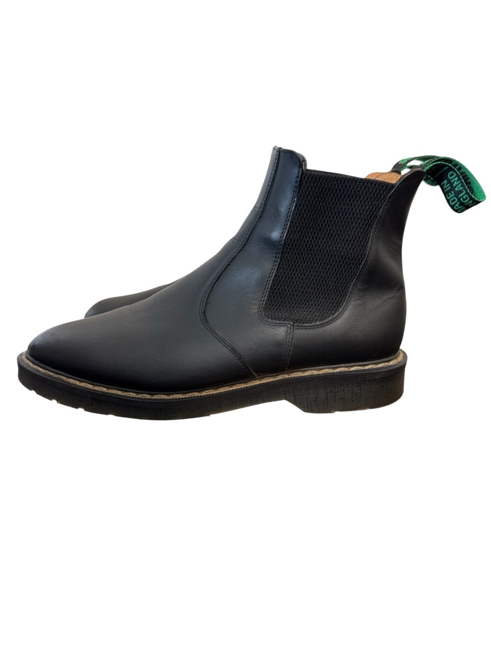 Solovair Made in England Matte Black Leather Chelsea Boots Shoes Mens Size 12